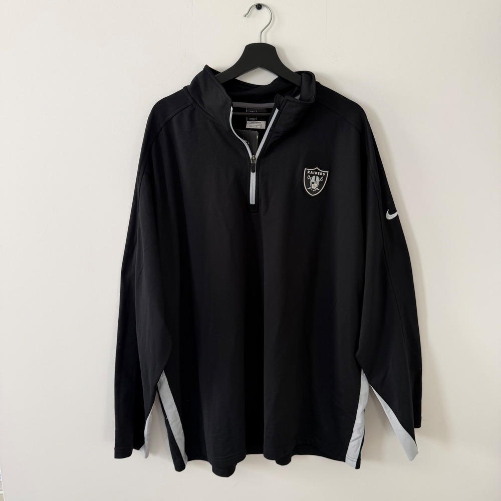 Nike Oakland Raiders NFL Onfield 1/4 Zip Pullover Black 474510-010 Mens 2XL
